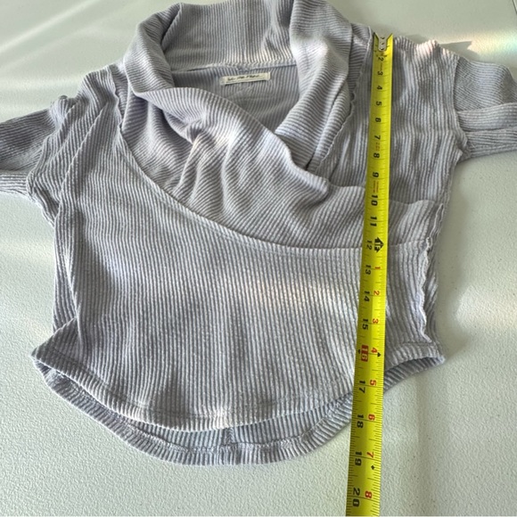 Free People We the Free Hold Me Close Ribbed Wrap Sweater Top Lavender  Size XS - Picture 10 of 12